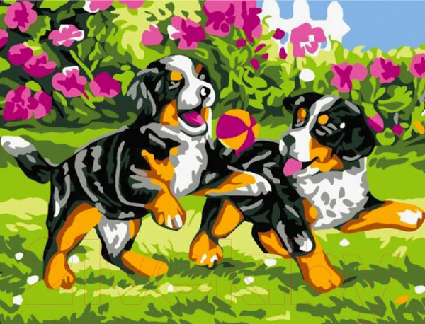 Изображение товара Картина по номерам Юнландия Щенки на прогулке / 662501