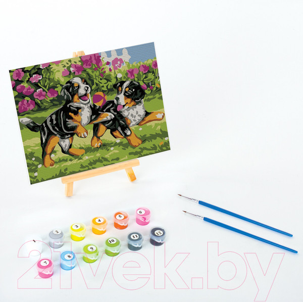 Изображение товара Картина по номерам Юнландия Щенки на прогулке / 662501