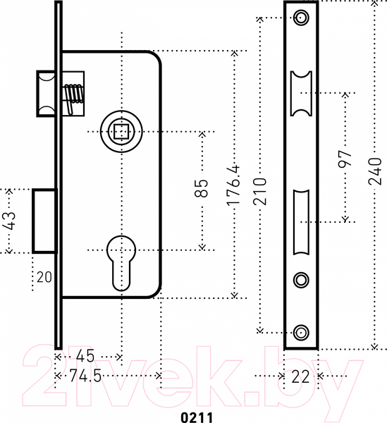 Изображение товара Замок врезной Аллюр Классика 0211 AC (старая медь)