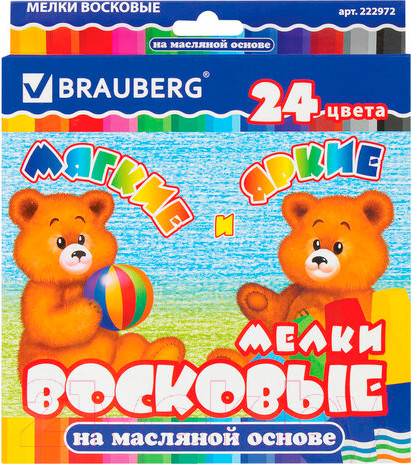 Изображение товара Восковые мелки Brauberg 222972 (24цв)