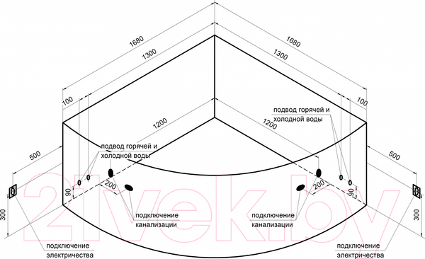 Изображение товара Ванна акриловая Radomir Филадельфия / 1-01-3-0-1-042К (сифон золото)