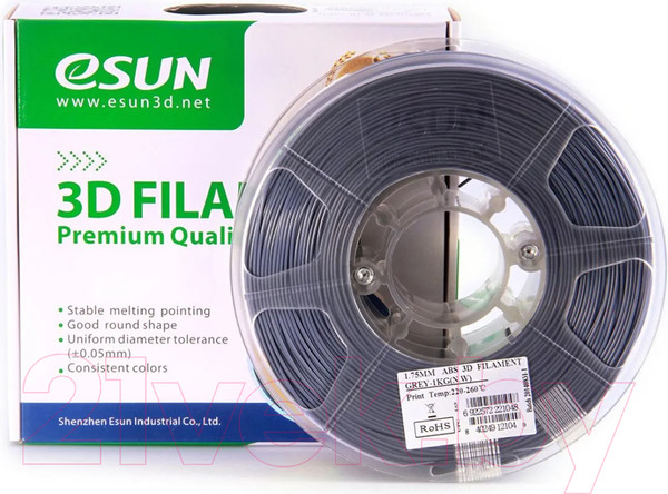 Изображение товара Пластик для 3D-печати eSUN ABS / ABS175H1 (1.75мм, 1кг, серый)