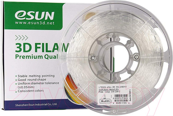 Изображение товара Пластик для 3D-печати eSUN eFlex / eFlex175N1 (1.75мм, 1кг, Nature)