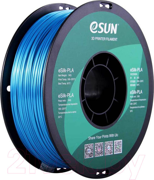Изображение товара Пластик для 3D-печати eSUN eSilk-PLA / eSilk-PLA175CY1 (1.75мм, 1кг, Cyan)