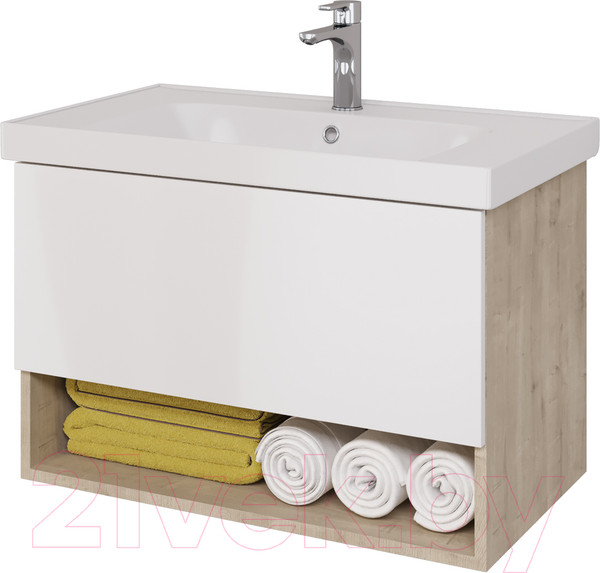 Изображение товара Тумба под умывальник Dreja Perfecto 90 / 99.0813 (дуб эврика/белый глянец)