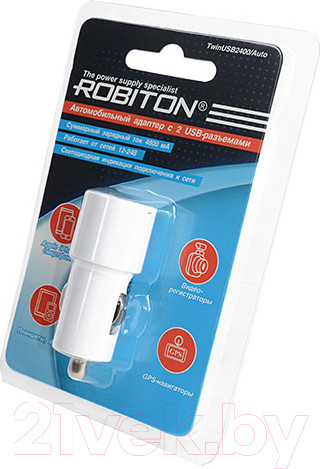 Изображение товара Адаптер питания автомобильный Robiton TwinUSB2400/Auto