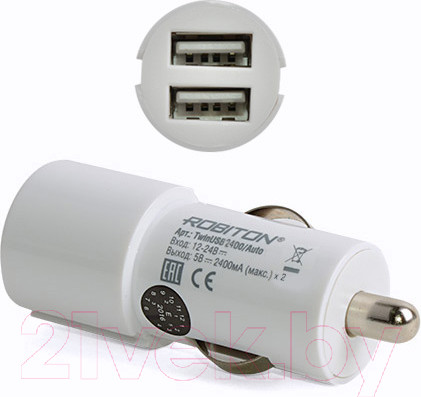 Изображение товара Адаптер питания автомобильный Robiton TwinUSB2400/Auto