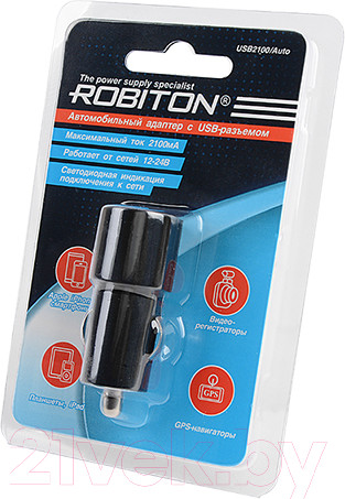 Изображение товара Адаптер питания автомобильный Robiton USB2100/Auto