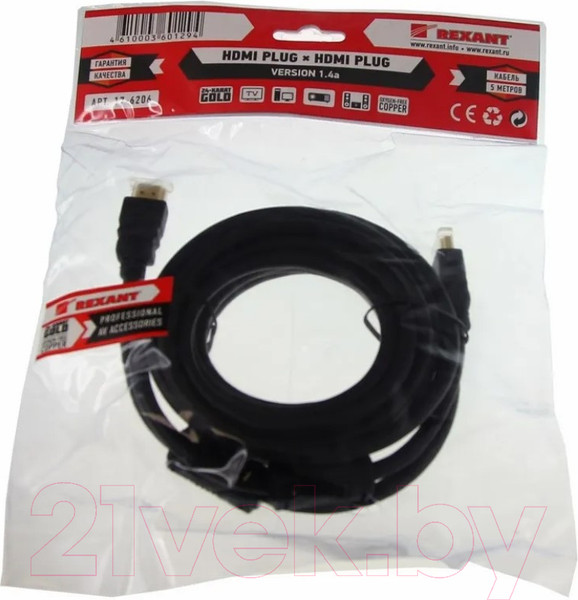 Изображение товара Кабель Rexant HDMI - HDMI / 17-6206 (5м)