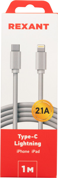 Изображение товара Кабель Rexant Type-C Lightning / 18-1898 (1м, белый)
