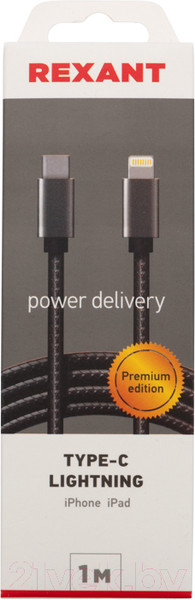 Изображение товара Кабель Rexant Type-C Lightning / 18-7054 (1м, черный)