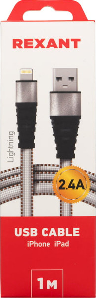 Изображение товара Кабель Rexant USB-Lightning / 18-7056 (1м, белый)