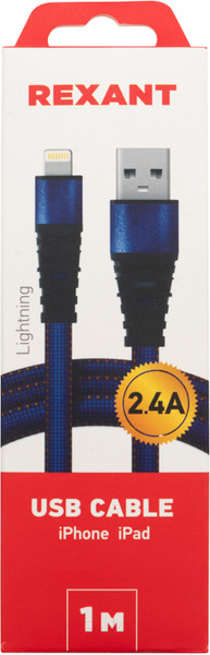 Изображение товара Кабель Rexant USB-Lightning / 18-7053 (1м, джинс)