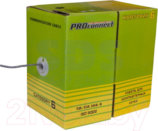 Изображение товара Кабель PROconnect UTP 4PR 23AWG CCA CAT6 / 01-0047-3 (305м, серый)