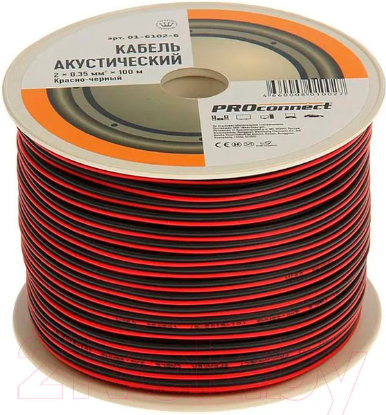 Изображение товара Кабель PROconnect 01-6102-6 (100м, красный/черный)