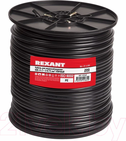 Изображение товара Кабель Rexant КВК-П-2 2x0.75 / 01-4105 (200м, черный)