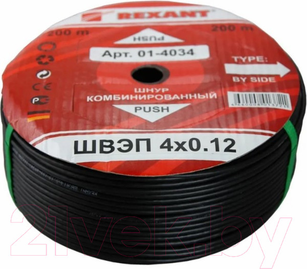 Изображение товара Кабель Rexant ШВЭП (ШСМ) 4x0.12 / 01-4034 (200м, черный)