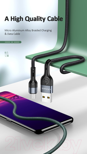 Изображение товара Кабель Usams U55 USB2.0 AM-MicroBM / SJ450USB01 (1м, черный)