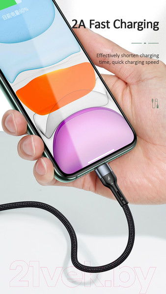 Изображение товара Кабель Usams U55 USB2.0 AM - Lightning / SJ448USB01 (1м, черный)