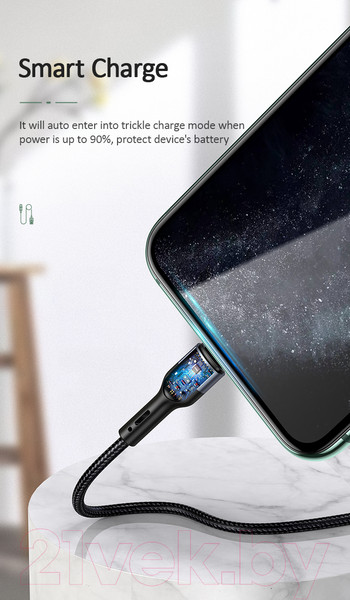 Изображение товара Кабель Usams U55 USB2.0 AM - Lightning / SJ448USB01 (1м, черный)