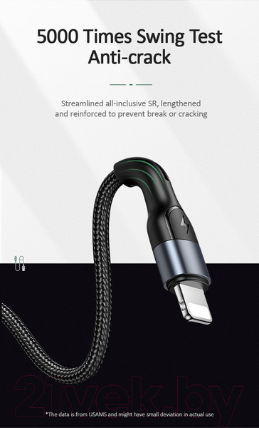 Изображение товара Кабель Usams U55 USB2.0 AM - Lightning / SJ448USB01 (1м, черный)