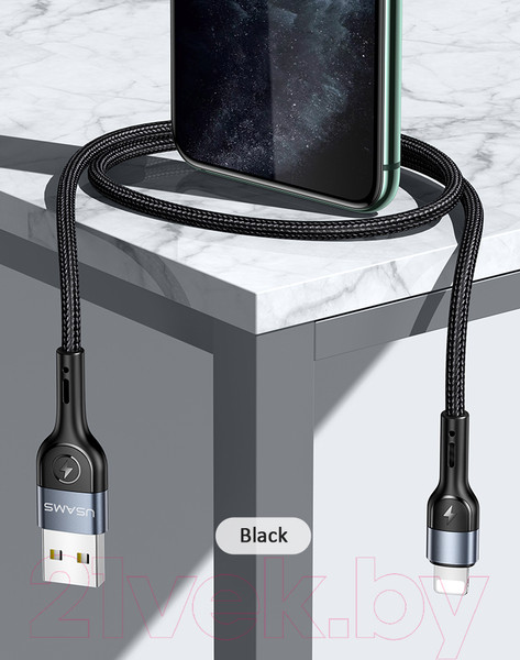 Изображение товара Кабель Usams U55 USB2.0 AM - Lightning / SJ448USB01 (1м, черный)