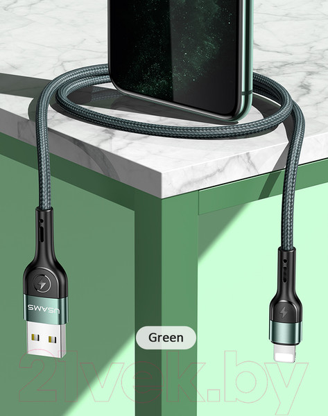 Изображение товара Кабель Usams U55 USB2.0 AM - Lightning / SJ448USB01 (1м, черный)