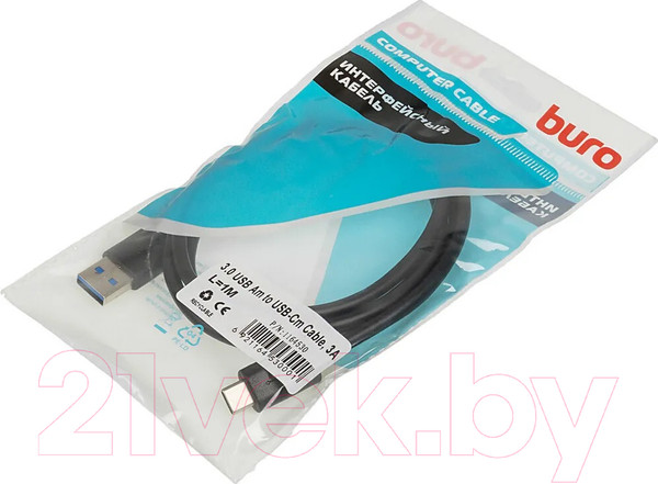 Изображение товара Кабель Buro BHP USB-TPC-1 (1м, черный)
