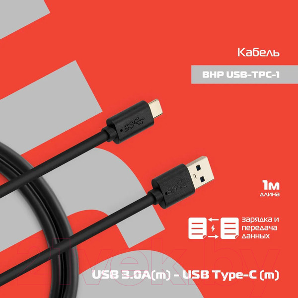 Изображение товара Кабель Buro BHP USB-TPC-1 (1м, черный)