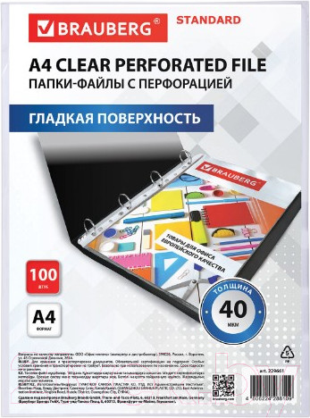 Изображение товара Набор файлов Brauberg Standart / 229661 (100шт)