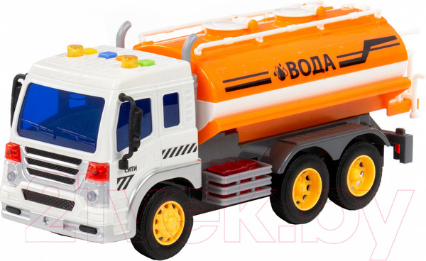 Изображение товара Автомобиль игрушечный Полесье Сити поливочный автомобиль / 89816 (инерционный, оранжевый)