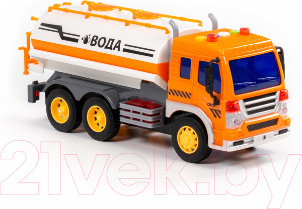 Изображение товара Автомобиль игрушечный Полесье Сити поливочный автомобиль / 89816 (инерционный, оранжевый)
