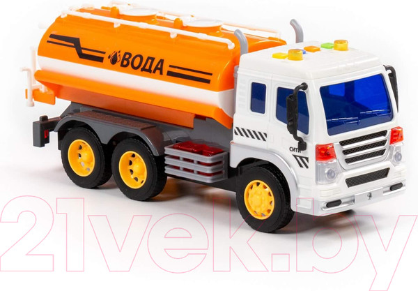 Изображение товара Автомобиль игрушечный Полесье Сити поливочный автомобиль / 89816 (инерционный, оранжевый)