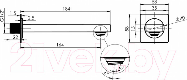 Изображение товара Душевая система со смесителем Rubineta Thermo-3F-Olo(SQ) / 625040