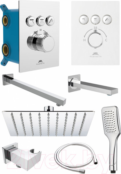 Изображение товара Душевая система со смесителем Rubineta Thermo-3F-Olo(SQ) / 625040