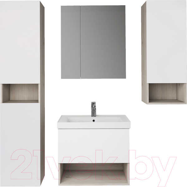 Изображение товара Шкаф-пенал для ванной Dreja Perfecto / 99.0814 (дуб эврика/белый глянец)