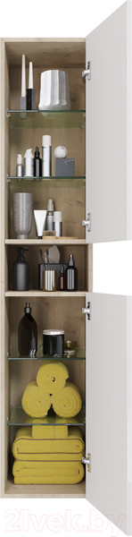 Изображение товара Шкаф-пенал для ванной Dreja Perfecto / 99.0814 (дуб эврика/белый глянец)