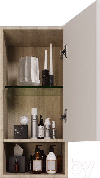 Изображение товара Шкаф-полупенал для ванной Dreja Perfecto / 99.0815 (дуб эврика/белый глянец)