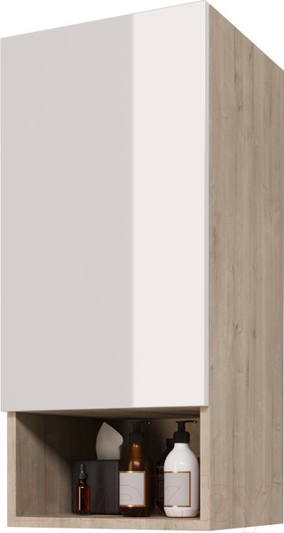 Изображение товара Шкаф-полупенал для ванной Dreja Perfecto / 99.0815 (дуб эврика/белый глянец)
