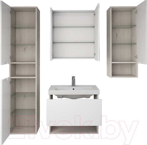 Изображение товара Шкаф-полупенал для ванной Dreja Perfecto / 99.0815 (дуб эврика/белый глянец)