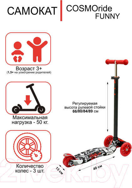 Изображение товара Самокат городской CosmoRide Funny S910W (цветы)