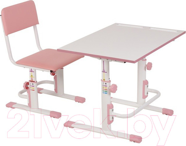 Изображение товара Парта+стул Polini Kids Simple / 0002441.69 (белый/розовый)