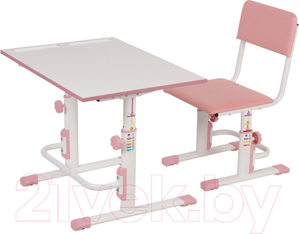 Изображение товара Парта+стул Polini Kids Simple / 0002441.69 (белый/розовый)