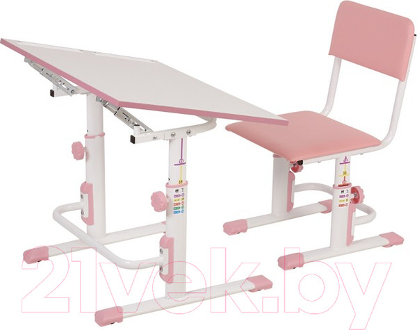Изображение товара Парта+стул Polini Kids Simple / 0002441.69 (белый/розовый)