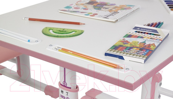 Изображение товара Парта+стул Polini Kids Simple / 0002441.69 (белый/розовый)