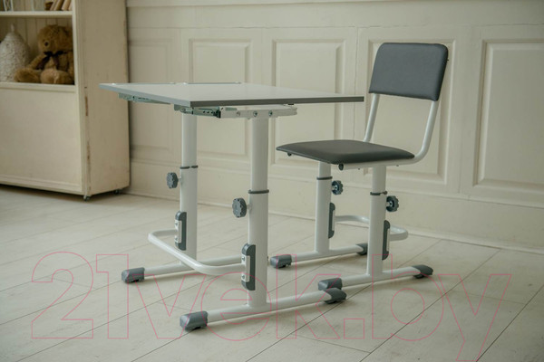 Изображение товара Парта+стул Polini Kids Simple / 0002441.55 (белый/серый)