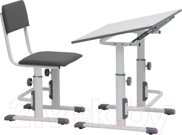 Изображение товара Парта+стул Polini Kids Simple / 0002441.55 (белый/серый)