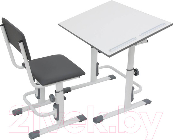 Изображение товара Парта+стул Polini Kids Simple / 0002441.55 (белый/серый)