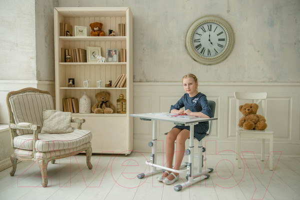 Изображение товара Парта+стул Polini Kids Simple / 0002441.55 (белый/серый)