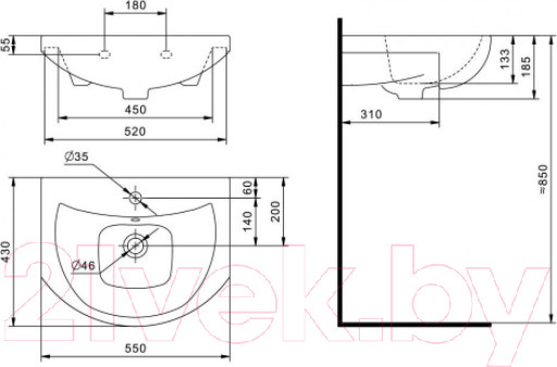 Изображение товара Умывальник Santek Балтика 55 (1WH501702)